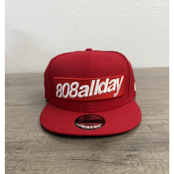 808 All Day Not Farmers Market Hawaii Fitted Box Logo Hat Red Camo New Era - Picture 1 of 4